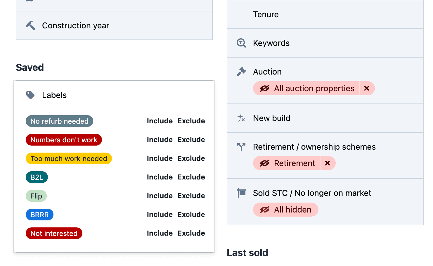 Search filters example screenshot