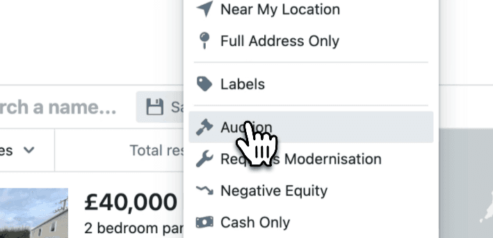 Choose auction filter