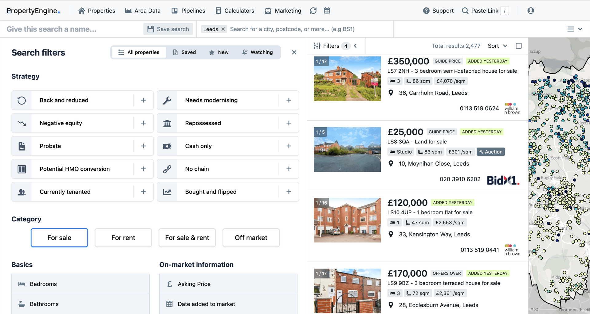 Search filters example screenshot