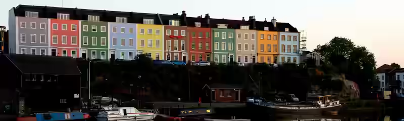 The coloured houses of Cliftonwood above Bristol's harbour