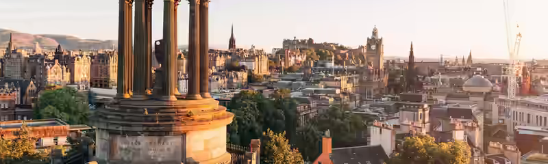 Edinburgh's skyline from Calton Hill, by the Dugald Stewart Monument