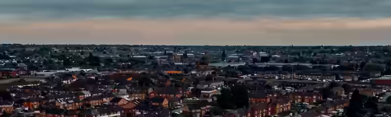 Leicester from above at dusk