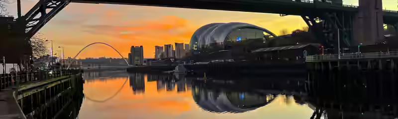 The Tyne at sunset, under the Tyne Bridge
