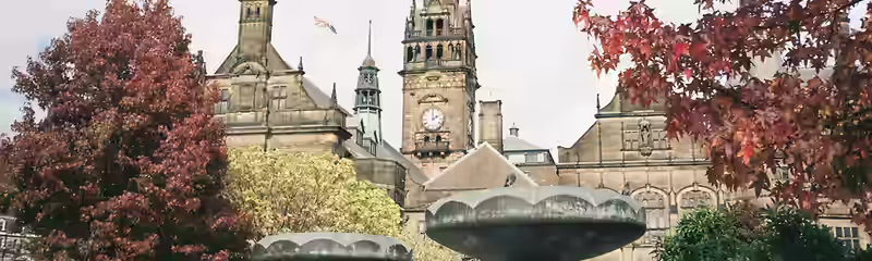 Sheffield Town Hall behind the Peace Gardens