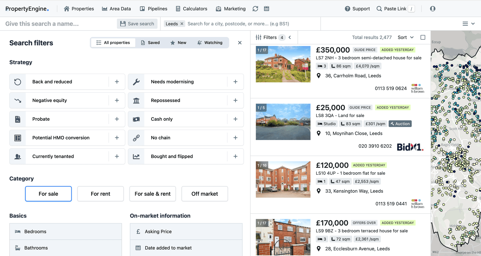 Search filters example screenshot